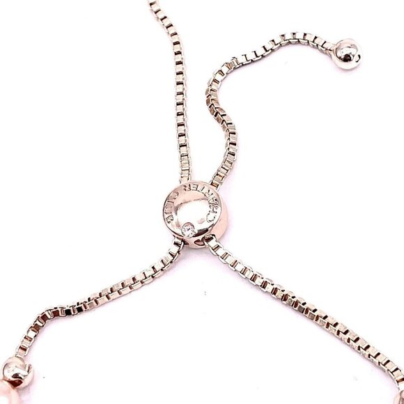 Charter Club Pave Imitation Pearl Slider Bracelet Pink Gold Tone Adjustable - Picture 4 of 4